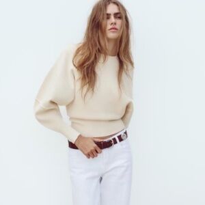 ZARA Plain Knit Sweater with Fitted Hem